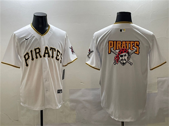 Pittsburgh Pirates Team Big Logo White Home Limited Stitched Jersey - Zenithce