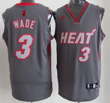 Miami Heat #3 Dwyane Wade Gray Shadow Jersey - Zenithce