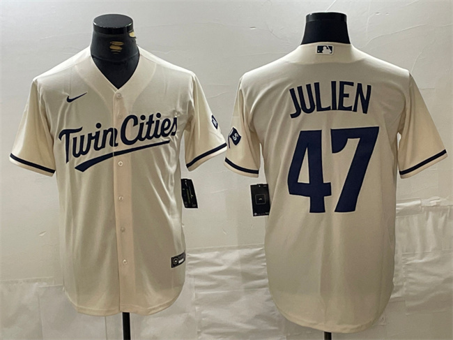 Minnesota Twins #47 Edouard Julien Cream Cool Base Stitched Jersey - Zenithce