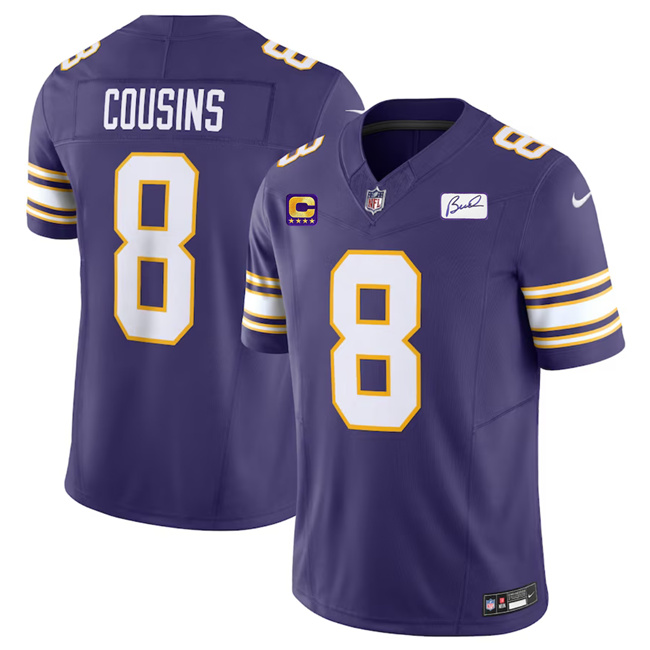 Minnesota Vikings #8 Kirk Cousins Purple 2023 F.U.S.E. F.U.S.E. Bud Grant Patch With 4-Star C Patch Vapor Untouchable Limited Stitched Jersey - Zenithce