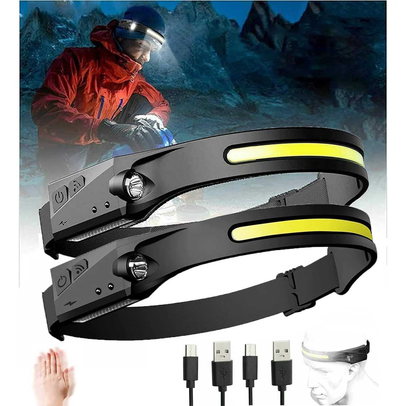 Everlyte Headlamp Rechargeable 230° Wide Beam Head Lamp LED with Motion Sensor - Zenithce