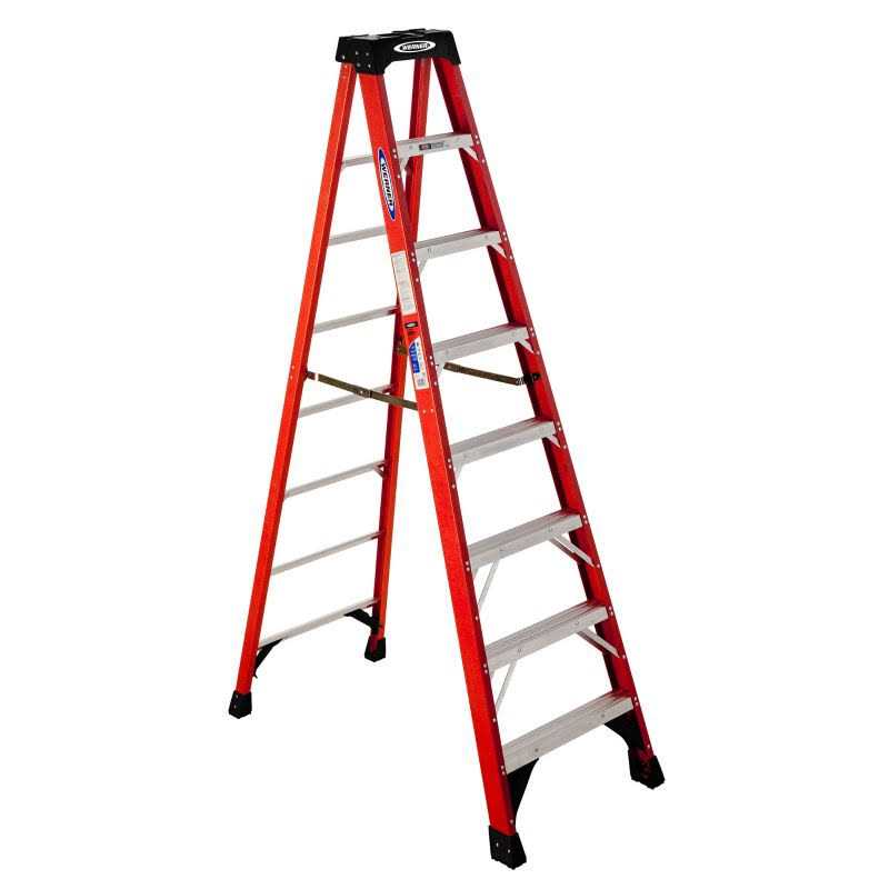 Werner 8 ft. Fiberglass Step Ladder 225 lb. Load Capacity Type II Duty Rating FS208 - Zenithce