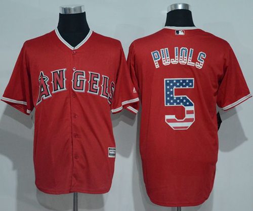 Angels Of Anaheim #5 Albert Pujols Red USA Flag Fashion Stitched Jersey - Zenithce