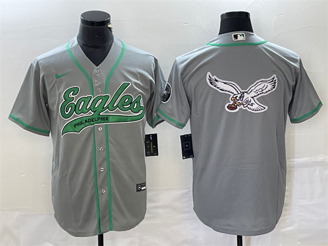 Philadelphia Eagles Gray Team Big Logo Cool Base Stitched Jersey - Zenithce