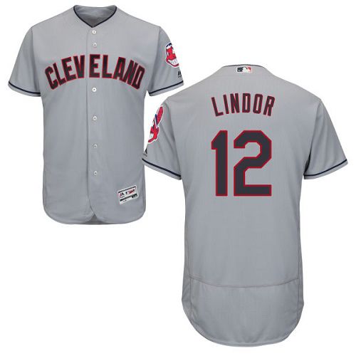 Indians #12 Francisco Lindor Grey Flexbase Authentic Collection Stitched Jersey - Zenithce