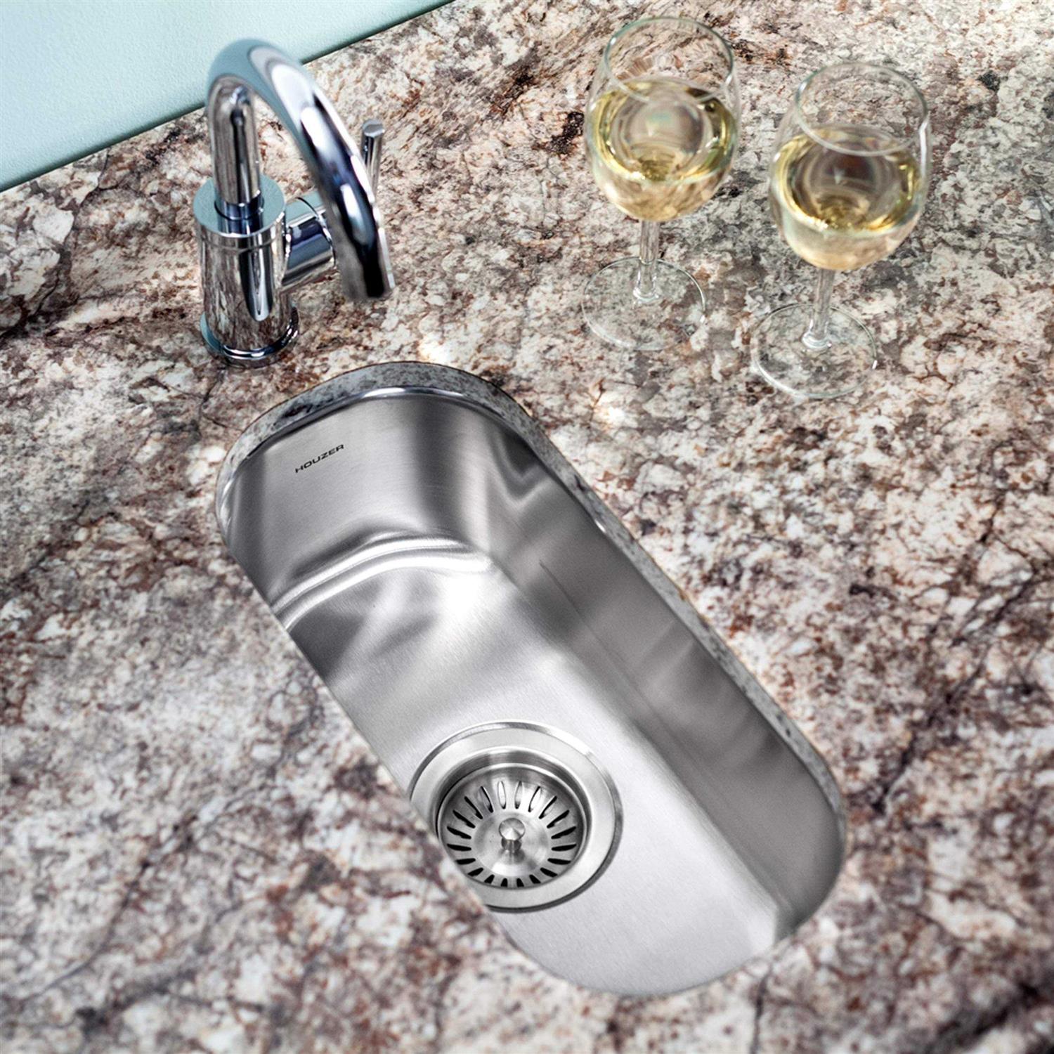 Houzer A1722-7BS-1 Glowtone Bar Sink Stainless Steel - Zenithce