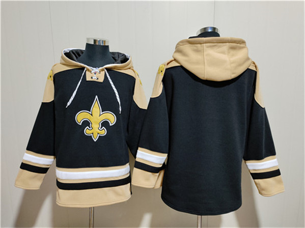 New Orleans Saints Blank Black Ageless Must-Have Lace-Up Pullover Hoodie - Zenithce