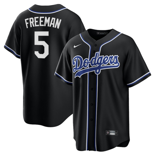 Los Angeles Dodgers #5 Freddie Freeman Black Lights Out Limited Stitched Jersey - Zenithce