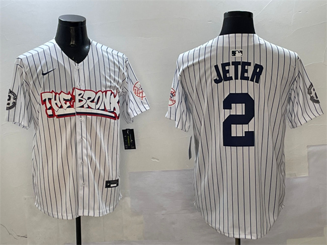 New York Yankees #2 Derek Jeter White Bronx Graffiti Vapor Limited Stitched Jersey - Zenithce