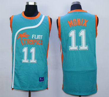 Flint Tropics 11 Ed Monix Teal Semi Pro Movie Stitched Jersey - Zenithce