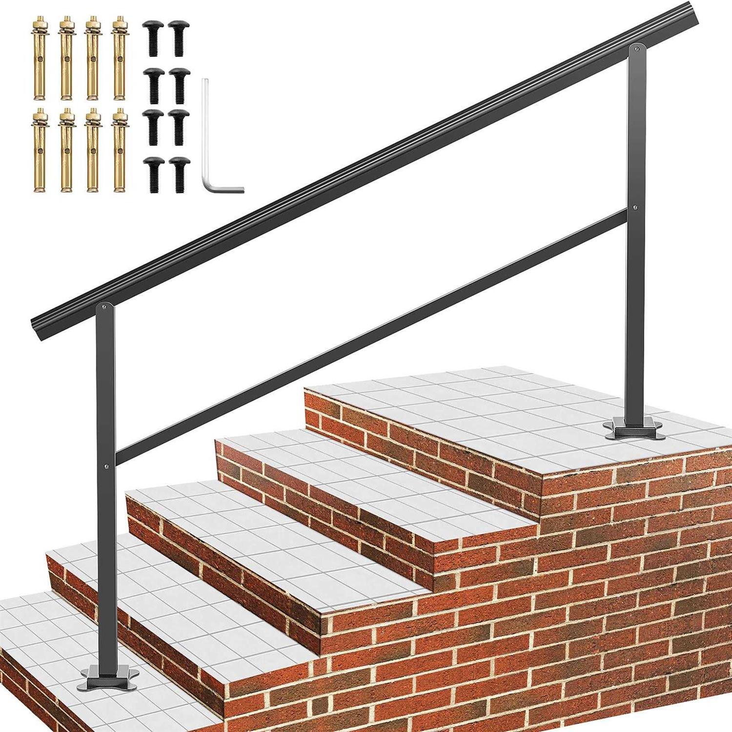 VEVOR 3/5ft Handrail Outdoor Stairs Outdoor Handrail Aluminum w/ Screws - Zenithce