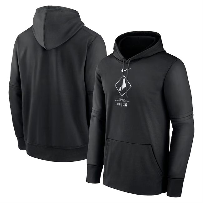 Chicago White Sox Black Collection Practice Performance Pullover Hoodie - Zenithce