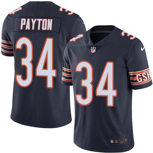 Bears #34 Walter Payton Navy Blue Stitched Limited Rush Nike Jersey - Zenithce
