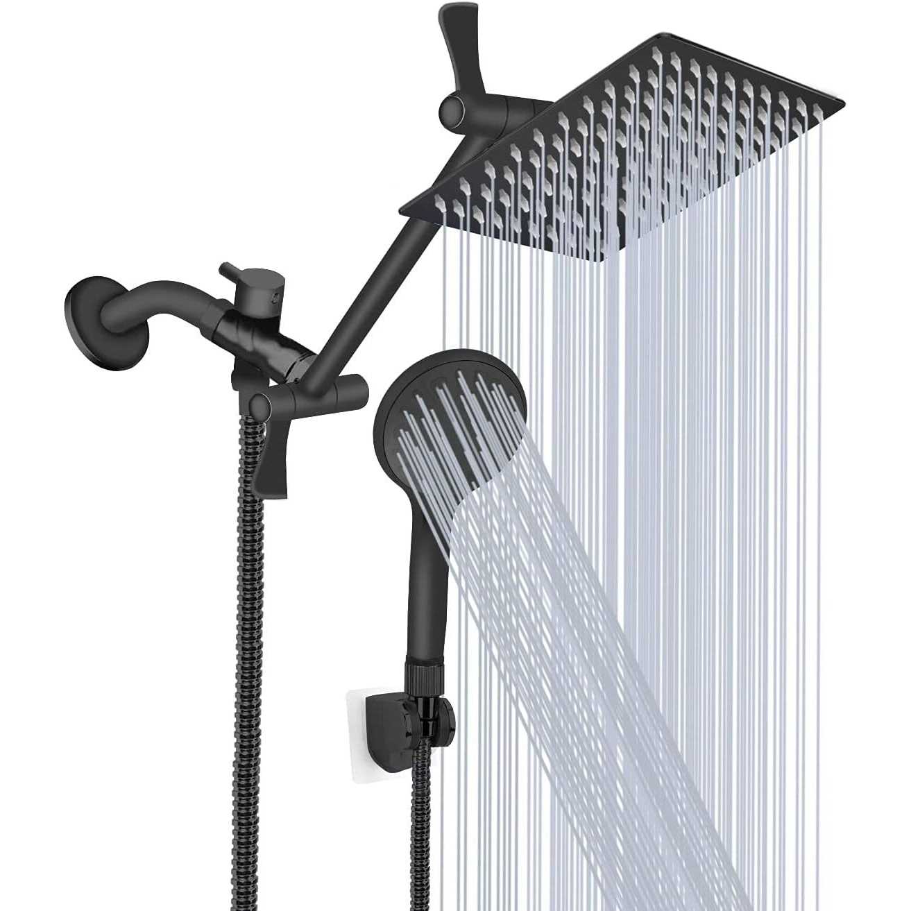 Tudoccy Shower Head 10‘’ High Pressure Rainfall Shower Head/Handheld Shower Combo with 11” Extension Arm - Zenithce