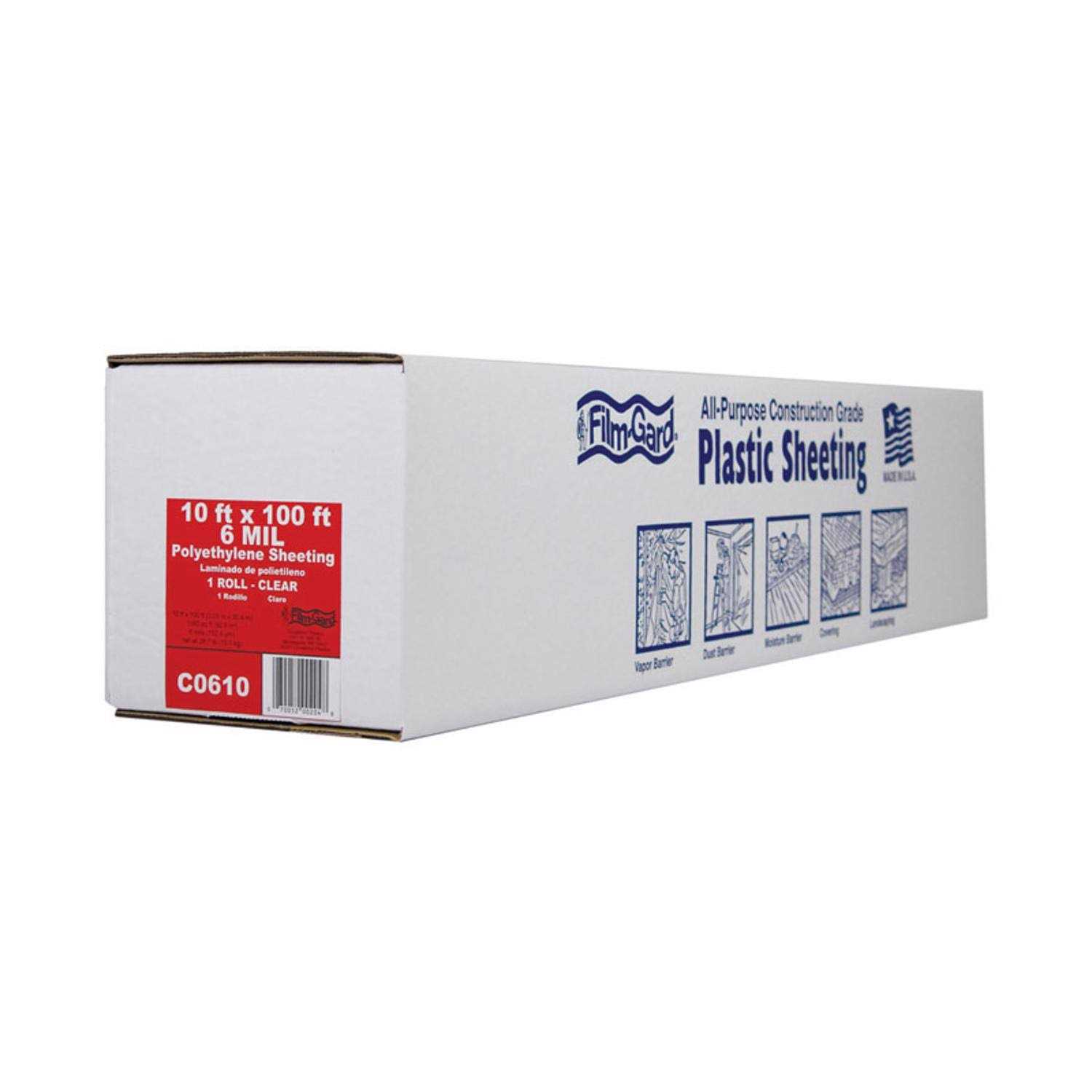 Film-Gard 10 ft. x 100 ft. Clear 4 mil. Polyethylene Sheeting - Zenithce