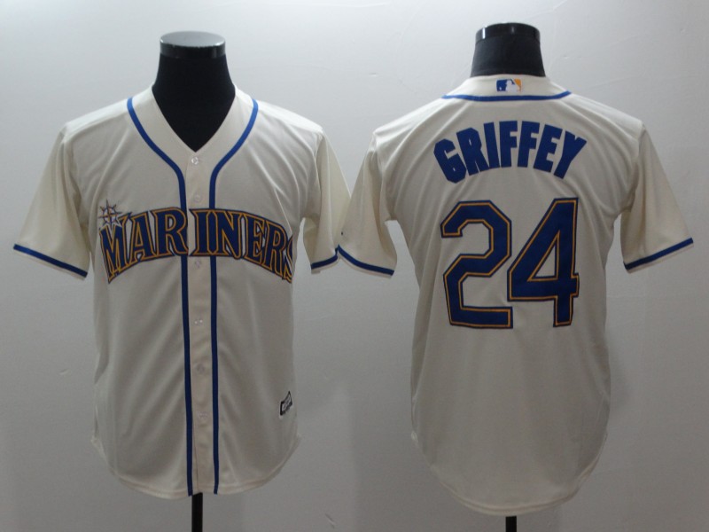 Seattle Mariners #24 Ken Griffey Jr.Cream Alternate Cool Base Stitched Jersey - Zenithce