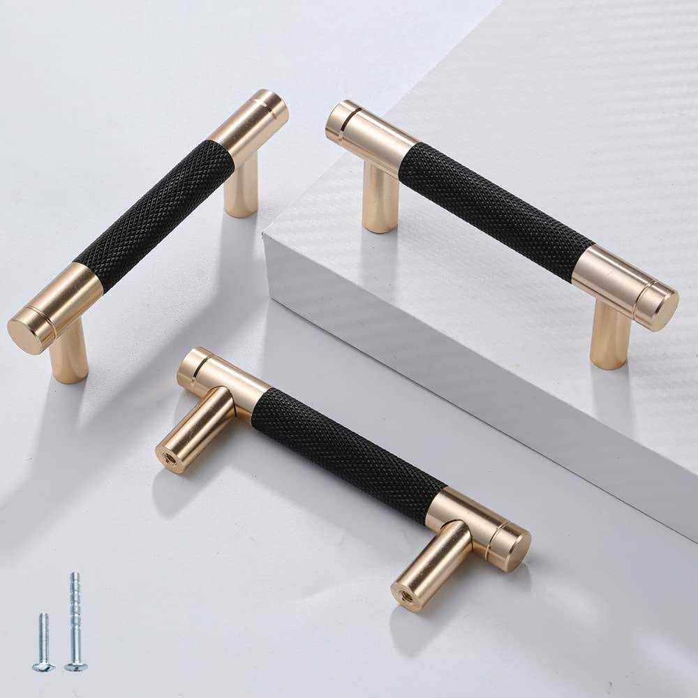 Ntresbonne 12 Pack Barrel Cabinet Pulls Gold and Black Cupboard Aluminum Handles Drawer Pull Cabinet Handles - Zenithce