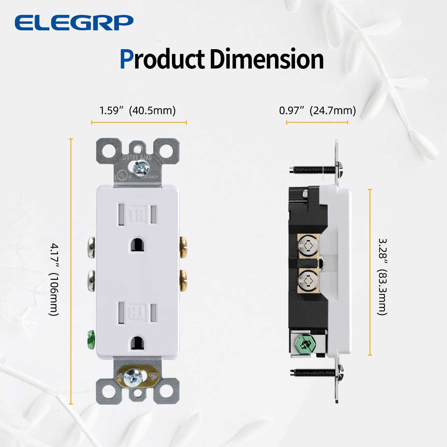 ELEGRP Decorator 15 Amp 125-Volt Residential Grade Self Grounding Duplex Outlet ESR003A-0110SWP - Zenithce