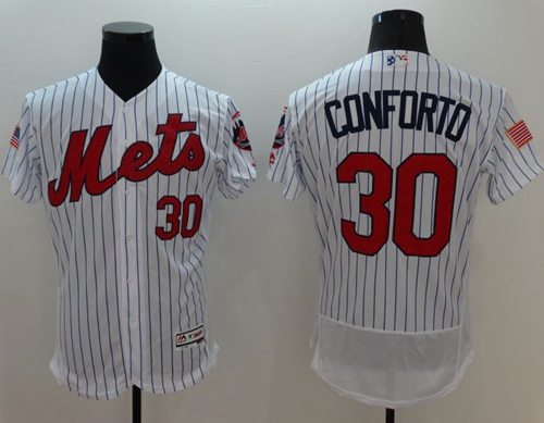 Mets #30 Michael Conforto White(Blue Strip) Fashion Stars Stripes Flexbase Authentic Stitched Jersey - Zenithce