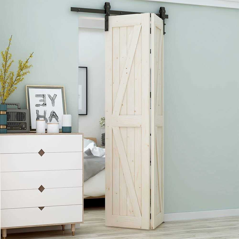 Ltiyitl Bi-folding Sliding Barn Door Hardware,Smoothly and Quietly-heavy Duty -simple and Easy to Install for 2 Doors Hardware Kit,Basicj - Zenithce
