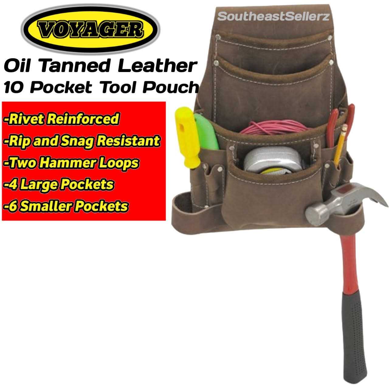 Voyager 10 Pocket Carpenters Leather Tool Belt - Zenithce