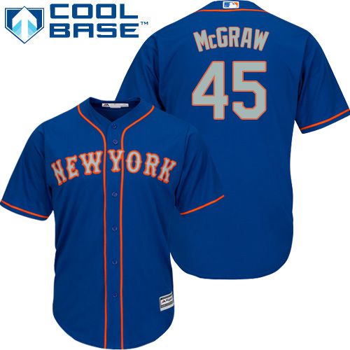 Mets #45 Tug McGraw Blue(Grey NO.) Alternate Road Cool Base Stitched Jersey - Zenithce