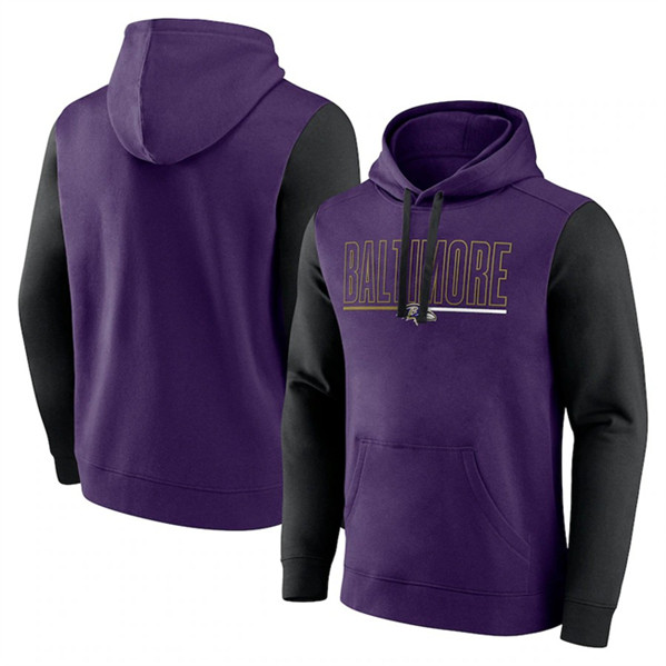 Baltimore Ravens Purple Black Outline Pullover Hoodie - Zenithce