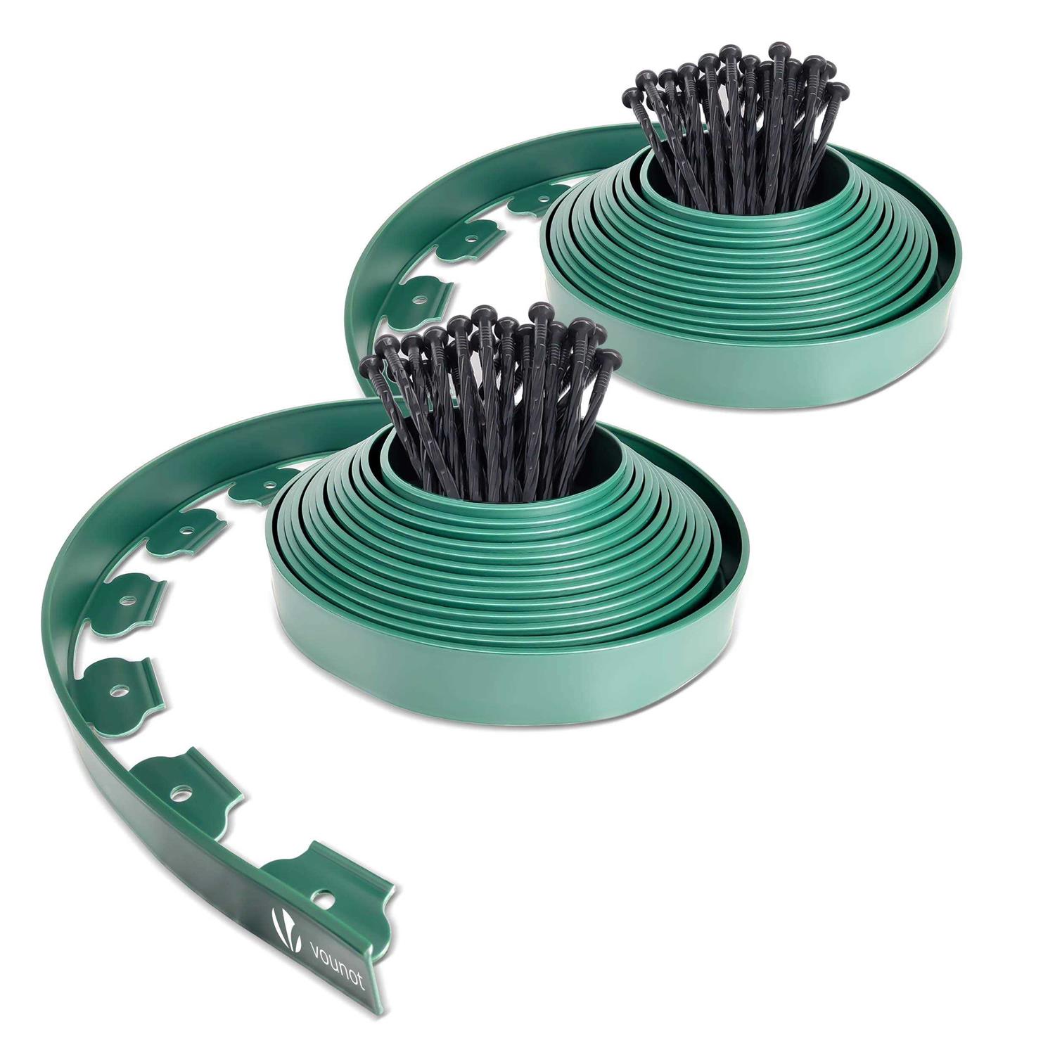 VOUNOT 20m Flexible Lawn Edging Plastic Garden Edging Border with 60 Strong Securing Pegs - Zenithce