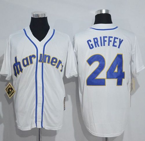 Mitchell And Ness Mariners #24 Ken Griffey White Throwback Stitched Jersey - Zenithce