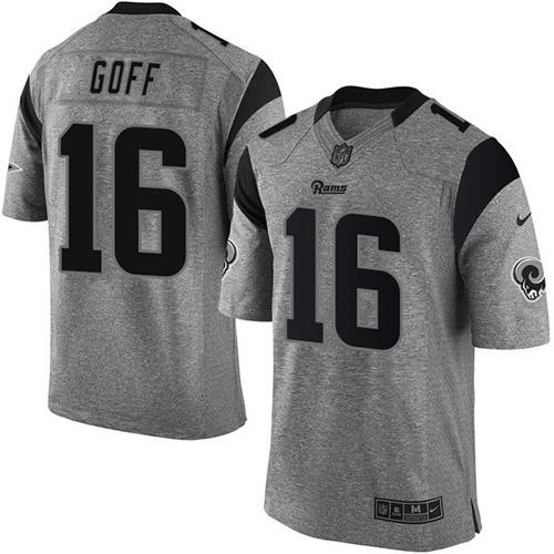Rams #16 Jared Goff Gray Stitched Limited Gridiron Gray Nike Jersey - Zenithce