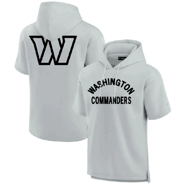 Washington Commanders Gray Super Soft Fleece Short Sleeve Hoodie - Zenithce