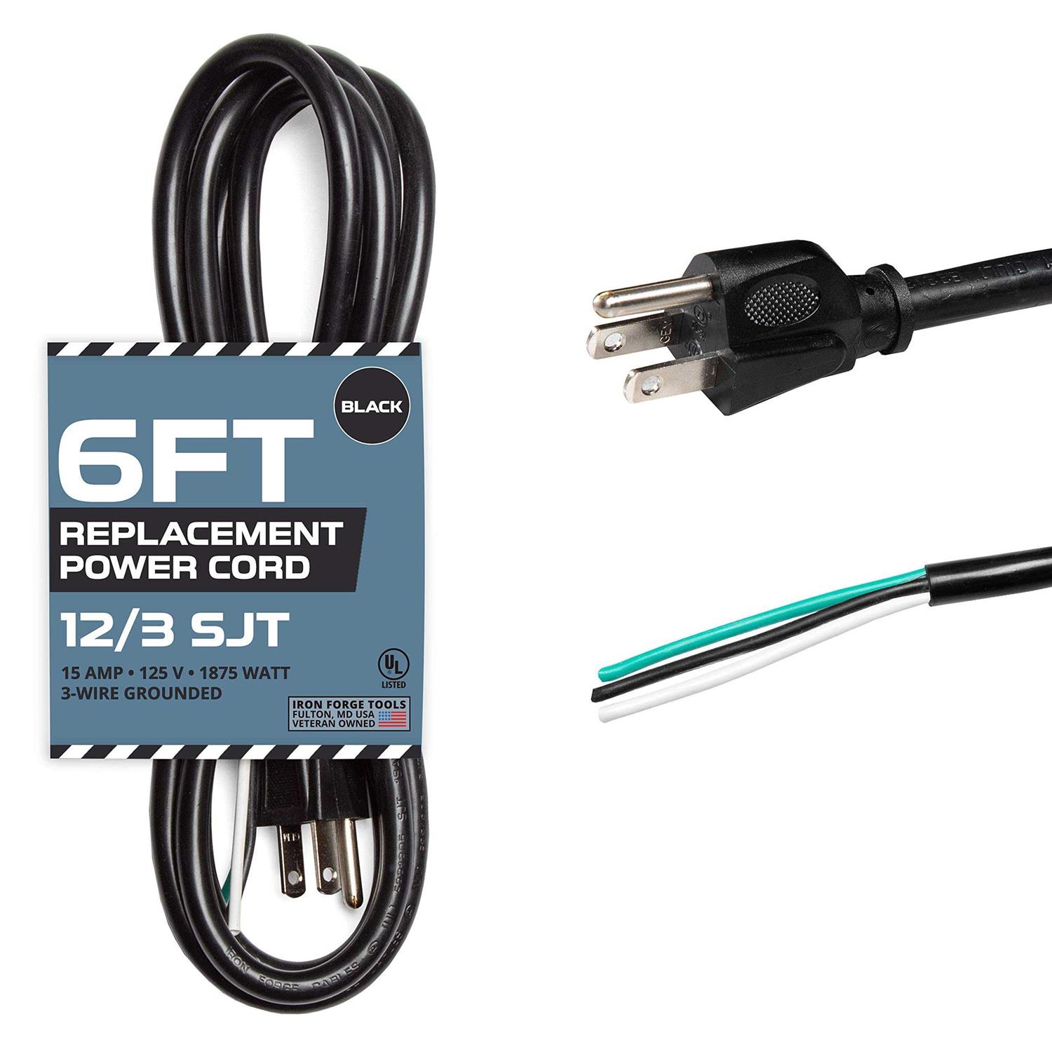 IRON FORGE CABLE AWG Replacement Power Cord with Open End - Zenithce