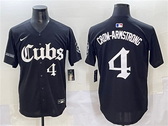 Chicago Cubs #4 Pete Crow-Armstrong Black 'Gothic North Side Edition' Vapor Premier Limited Stitched Jersey - Zenithce