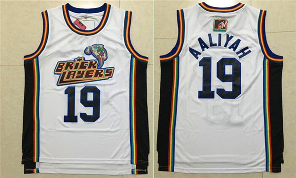 Bricklayers 19 Aaliyah White Movie Stitched Jersey - Zenithce