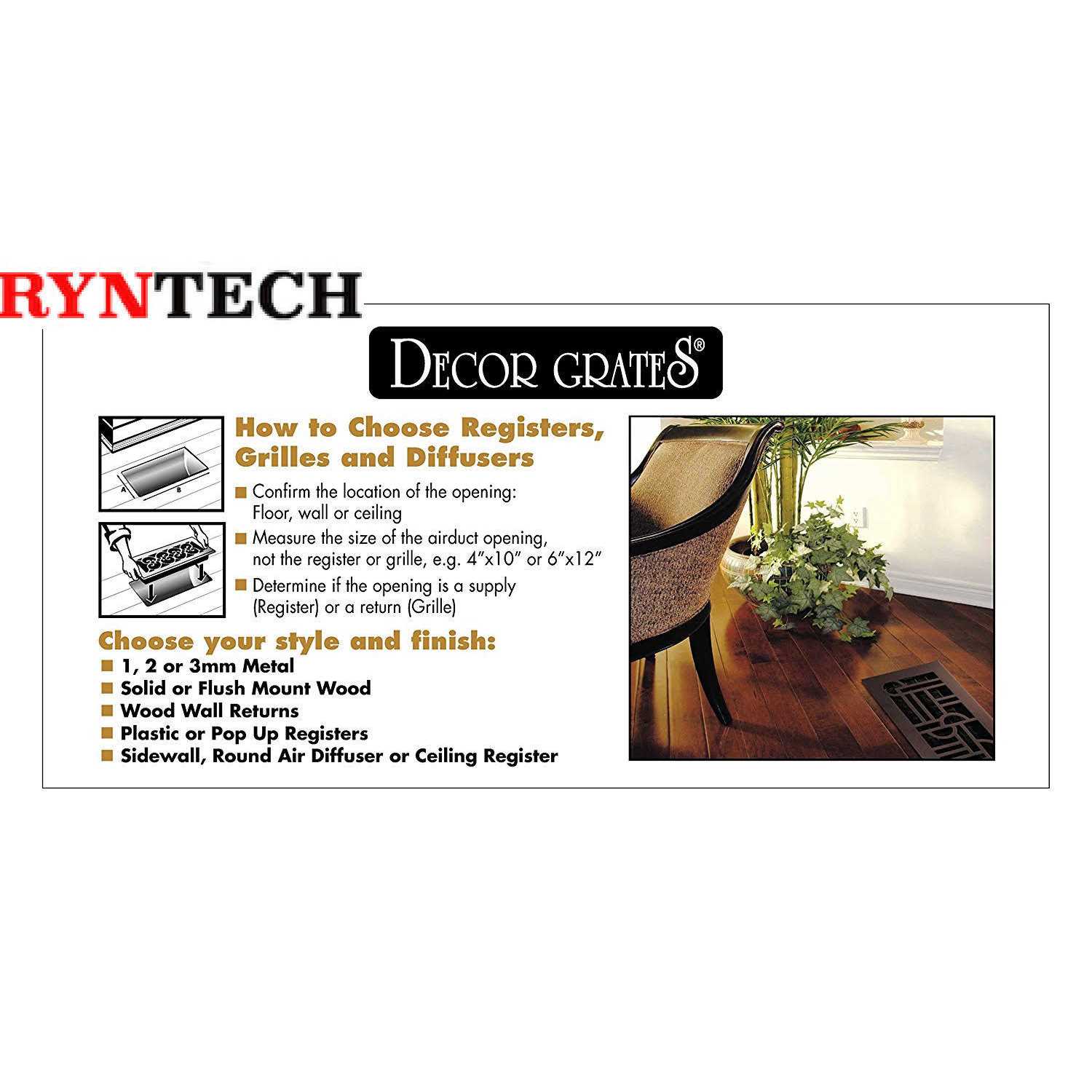 Decor Grates 4 in. x 10 in. Scroll plated Bronze Register - Zenithce