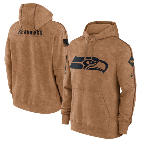 Seattle Seahawks 2023 Brown Salute To Service Pullover Hoodie - Zenithce