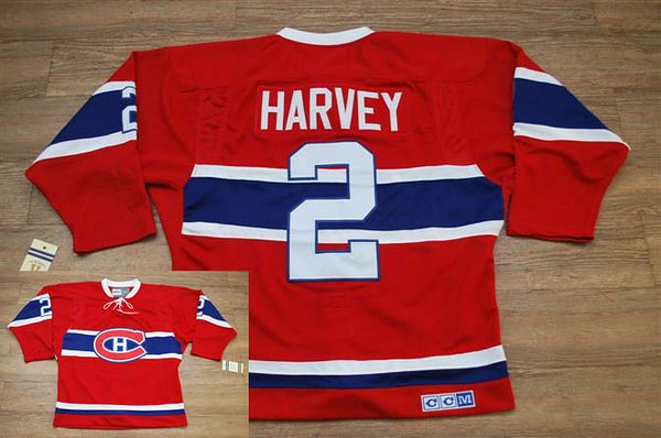 Canadiens #2 Doug Harvey Stitched Red CH CCM Throwback Jersey - Zenithce