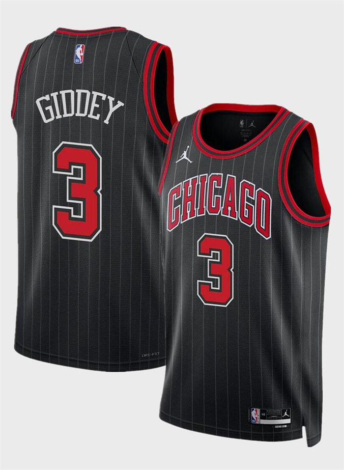 Chicago Bulls #3 Josh Giddey Black Statement Edition Stitched Jersey - Zenithce