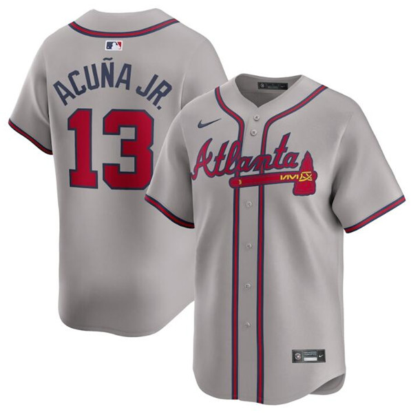Atlanta Braves #13 Ronald Acuña Jr. Gray 2024 Away Limited Stitched Jersey - Zenithce