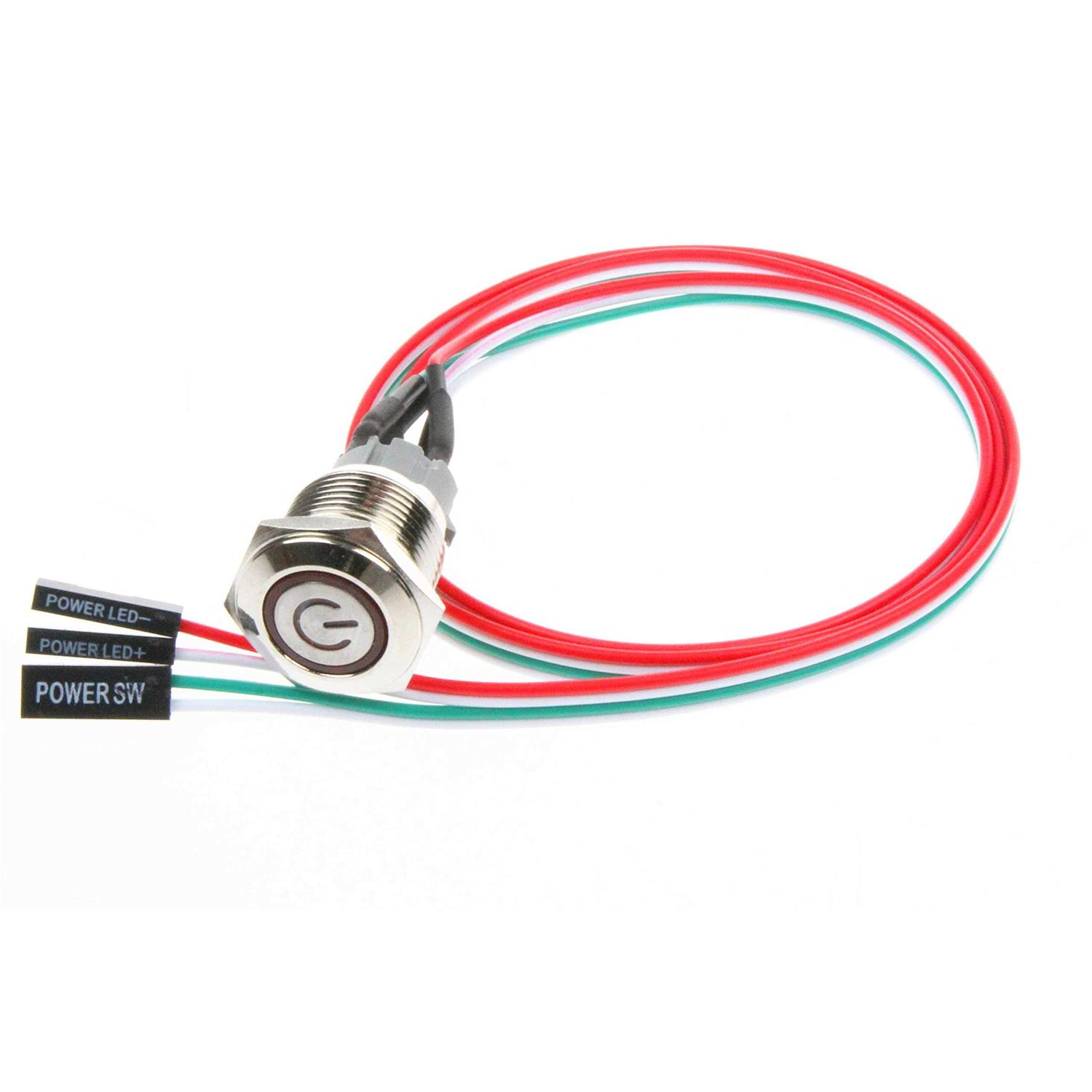 NOYITO Chassis Switch Metal Button Switch with 22inchs Extension Cable Red Yellow Blue Green Switch Symbol Suitable for Computer DIY Switch - Zenithce