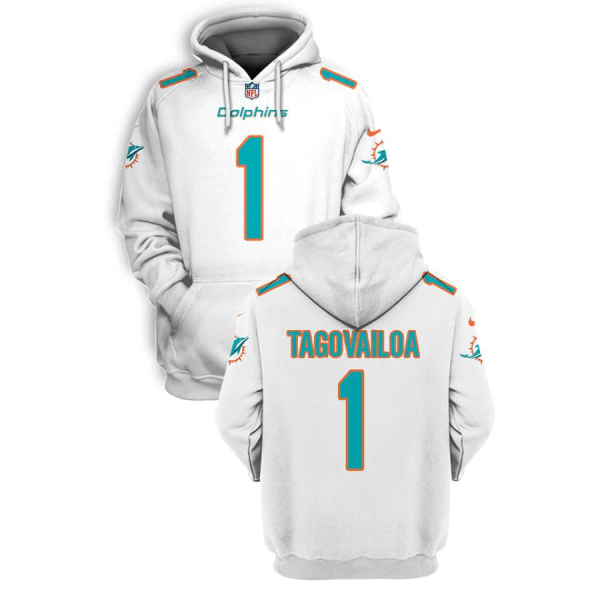 Miami Dolphins Custom 2021 White Pullover Hoodie - Zenithce