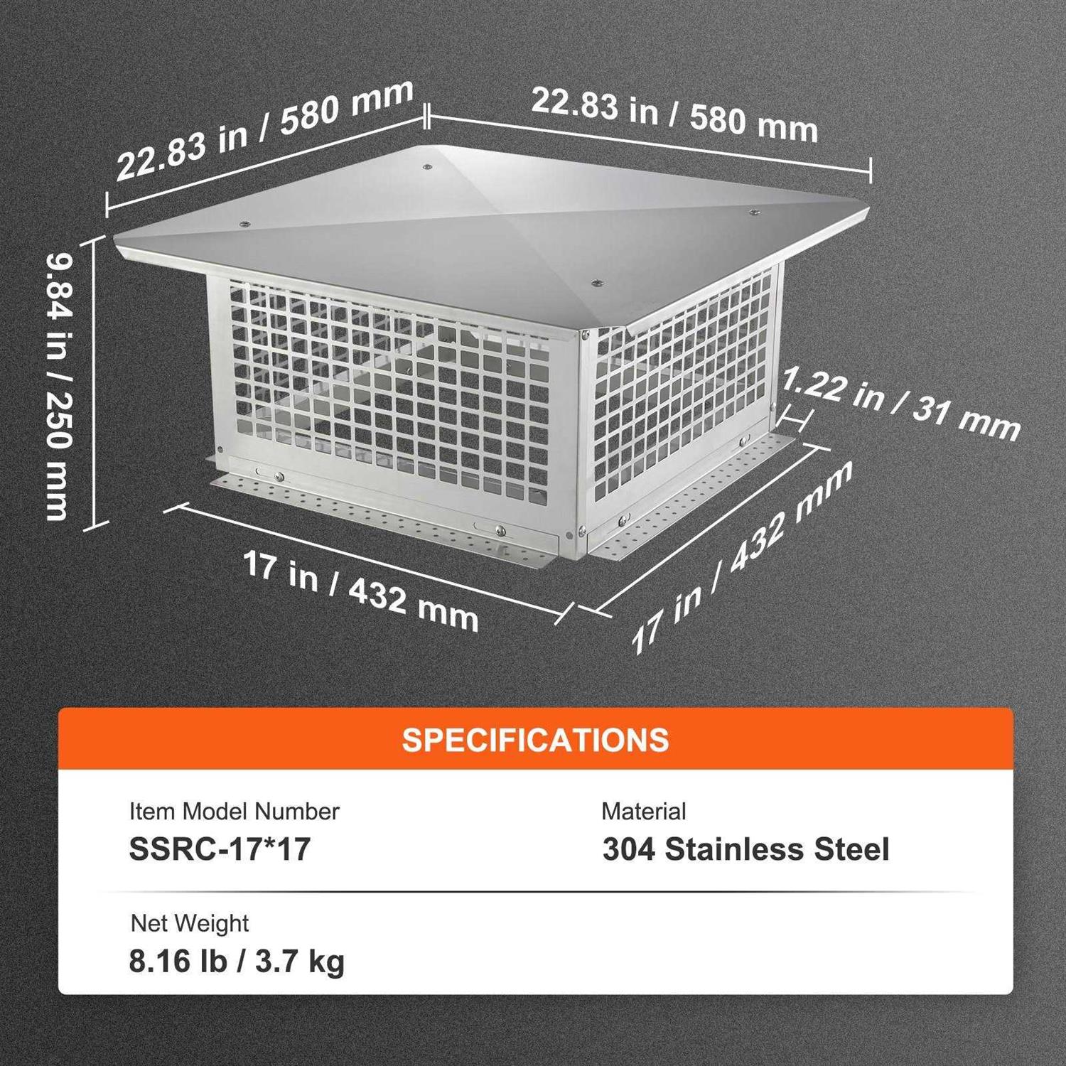VEVOR Chimney Cap Practical Accessories & Easy Installation - Zenithce