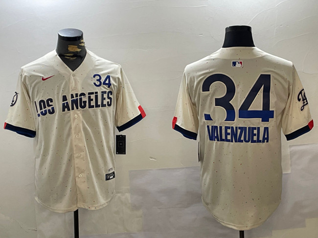 Los Angeles Dodgers #34 Toro Valenzuela Cream 2024 City Connect Limited Stitched Jersey - Zenithce