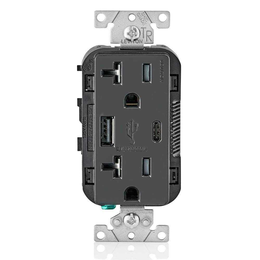 Leviton 20-Amp Type-C USB Charger/Tamper Resistant Receptacle T5833 - Zenithce