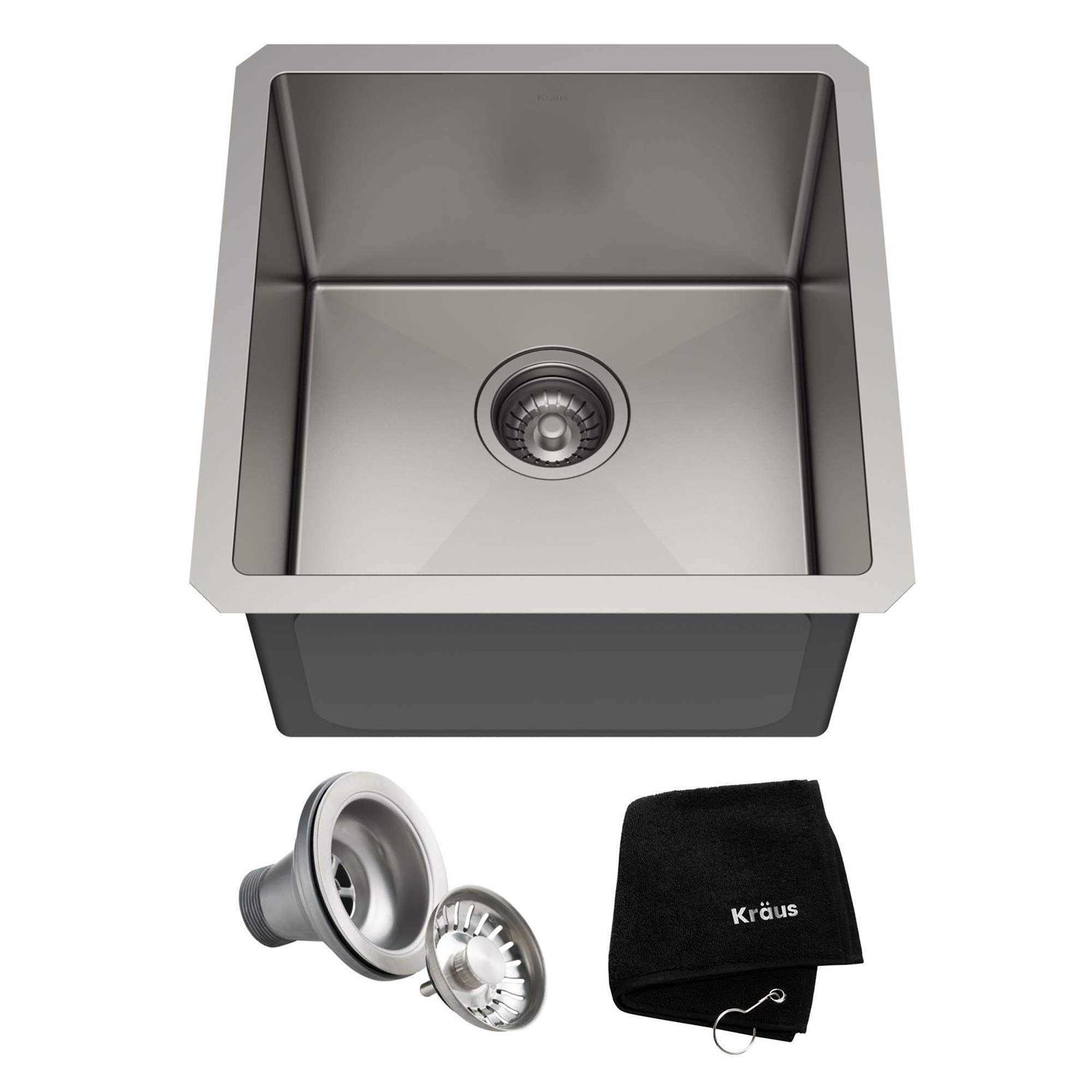 Kraus KHU101-13 Standart PRO Undermount 16 Gauge Stainless Steel Single Bowl Bar Prep Kitchen Sink - Zenithce