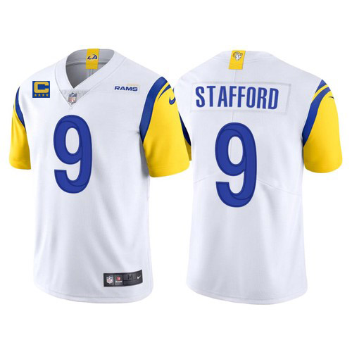 Los Angeles Rams 2022 #9 Matthew Stafford White With 4-Star C Patch Stitched Jersey - Zenithce