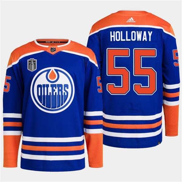 Edmonton Oilers #55 Dylan Holloway Royal 2024 Stanley Cup Final Patch Stitched Jersey - Zenithce