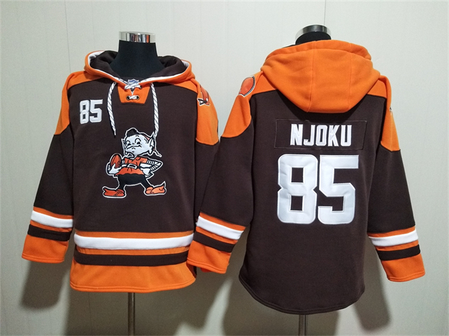 Cleveland Browns #85 David Njoku Brown Ageless Must-Have Lace-Up Pullover Hoodie - Zenithce