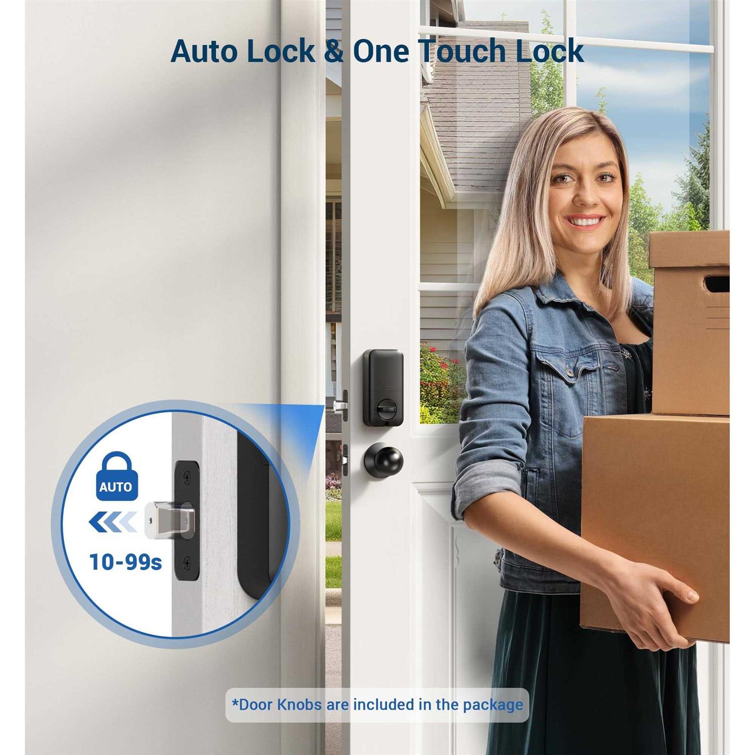 Veise Fingerprint Door Lock Set Keyless Entry Front Door Handle Electronic Keypad Deadbolt with Lever Handle - Zenithce