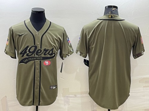 San Francisco 49ers Blank Olive Salute To Service Cool Base Stitched Baseball Jersey - Zenithce